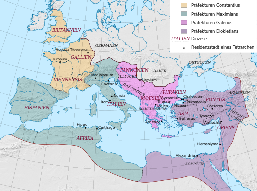 Karte Römisches Reich während der Tetrarchie