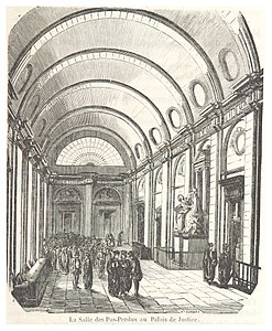 Salle des Pas Perdus ali glavni hodnik v novi palači pravice (1871)