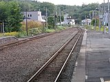 ホームから目名駅方面を望む（2013年9月）