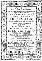 Миниатюра для Файл:Relacion universal de las festivas demonstraciones que se han hecho en ... Sevilla para celebrar el ... triduo de la possession que por el ... Infante Cardenal D. Luis Antonio Jayme de Borbon (IA A11304006).pdf