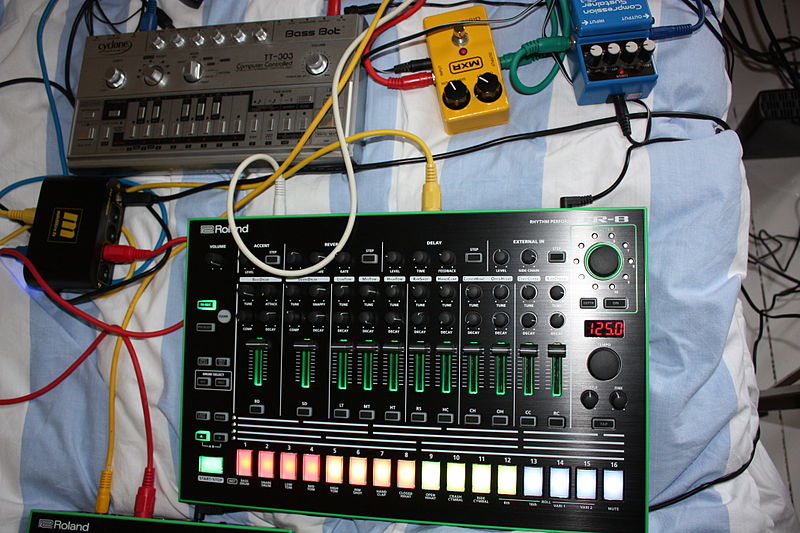 File:Roland AIRA TR-8 Rhythm Performer (front) along with Cyclone Analogic Bass Bot TT-303 (by David J).jpg