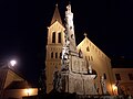 Saint Stephen of Hungary Church and Holy Trinity column by night 2005 Veszprem 2 by andy205.jpg