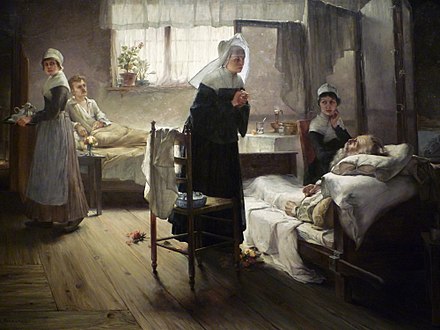 Samuel Richards's painting "Evangeline Discovering Her Affianced in the Hospital"