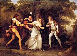 Valentine Rescues Silvia from The Two Gentlemen of Verona (1789), oil on canvas, dimensions and collection unknown