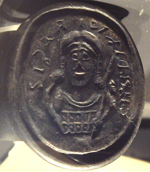 Signet ring of Childeric I, king of the Salian Franks from 457 to 481. Inscription CHILDIRICI REGIS ("of Childeric the king"). Found in his tomb at To