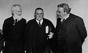 Left to right: George Bernard Shaw, Hilaire Belloc, and G. K. Chesterton