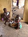 Siblings enjoying lunch