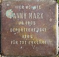 Stolperstein für Fanny Marx (Am Botanischen Garten 32)