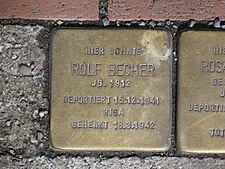 Stolperstein Rolf Becher, 1, Engelbosteler Damm 2a, Nordstadt, Hannover.jpg