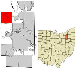 Lage in Summit County und im Bundesstaat Ohio.