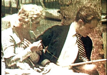 A frame from a surviving fragment of The Gulf Between (1917), the first publicly shown Technicolor film