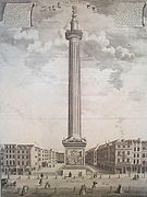 The Monument depicted in a picture by Sutton Nicholls, c. 1753