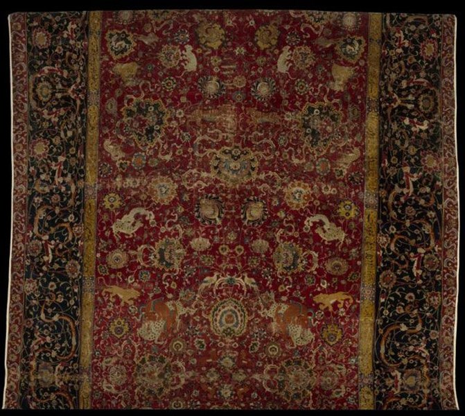 File:The Emperor's Carpet (detail), second half of 16th century, Iran. Silk (warp and weft), wool (pile); asymmetrically knotted pile, 759.5 x339 cm.The Metropolitan Museum of Art,.jpg