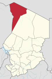 Mapa do Chade mostrando Tibesti.