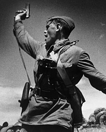 A Soviet junior political officer armed with a Tokarev TT-33 Service Pistol. USSROfficerTT33.JPG