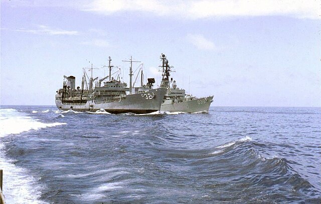 Hobart replenishing from USS Guadalupe during her first Vietnam War deployment