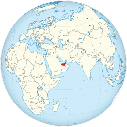 United Arab Emirates on the globe (United Arab Emirates centered).svg