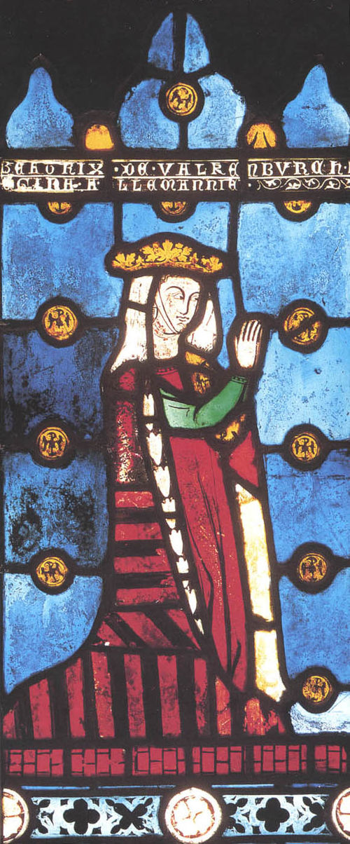 Beatrice of Falkenburg, Richard's third wife, shown as Queen of the Romans in a 13th-century depiction