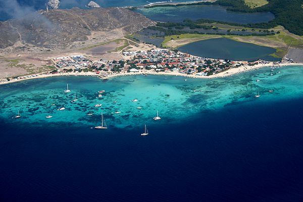 The Gran Roque village, the largest settlement of the Los Roques Archipelago, Venezuela