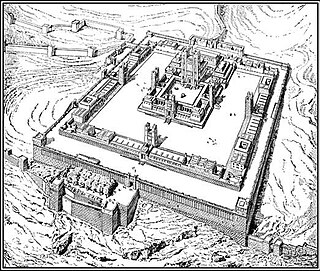 El Templo de Jerusalén según la visión del profeta Ezequiel. Perspectiva de Charles Chipiez, 1889.