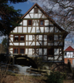 English: Half-timbered building in Wartenberg, Landenhausen, Mittelstrasse 21, Hesse, Germany.