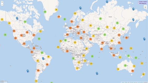 world map with image-cluster, Live-Map