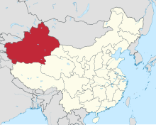 Xinjiang, literally "new frontier," is a provincial-level autonomous region situated in the northwest of the People's Republic of China. Xinjiang in China (de-facto).svg