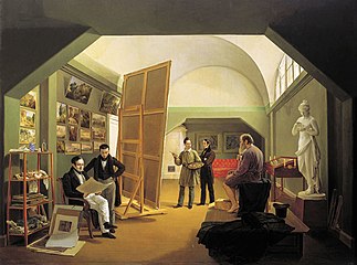 Taller del artista Pyotr Vasilyevich Cuenca (1833).