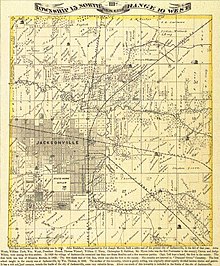 An atlas map from 1872 showing Portuguese landowners living near Jacksonville. "Township 15 North, Range 10 West," from Atlas Map of Morgan County, Illinois.jpg