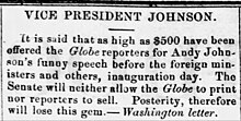 "Vice President Johnson" Monmouth Democrat, Freehold, N.J., March 30, 1865 "Vice President Johnson" Monmouth Democrat, Freehold, N.J., March 30, 1865.jpg