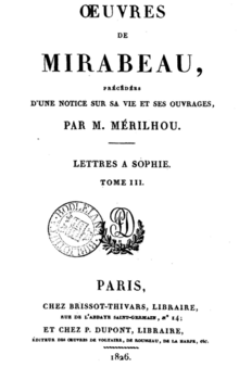 Œuvres de Mirabeau, ennakkoilmoitus Mérilhou v3: n etusivulta.png
