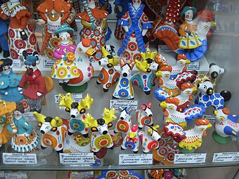 Dymkovo toys in a store