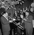 (Portrait of Art Hodes, Pops Foster, Cecil (Xavier) Scott, and George Luggi, Ole South, New York, N.Y., ca. Oct. 1946) (LOC) (5020399582) (cropped).jpg