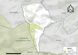 Carte de la ZNIEFF de type 2 localisée sur la commune.