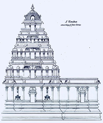 A vimana with mandapam elements (Dravidian architecture)