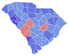 Blue counties were won by McNair and red counties were won by Rogers