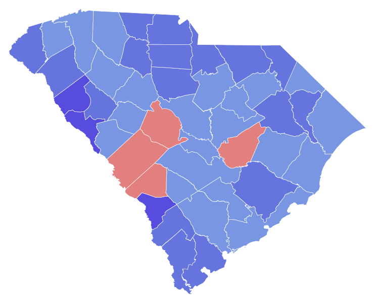 File:1966 South Carolina gubernatorial election results map by county.svg