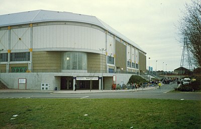 Spectators queuing outside the arena in 1993