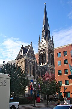 Liberty Bell Museum is housed inside Zion United Church of Christ in Allentown, Pennsylvania, where the Liberty Bell was successfully hidden from the British Army under the church's floor boards from September 1777 until June 1778 during the American Revolution 2011 - Zion Reformed Church.jpg