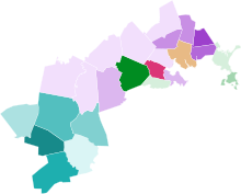 Democratic primary results by municipality
.mw-parser-output .legend{page-break-inside:avoid;break-inside:avoid-column}.mw-parser-output .legend-color{display:inline-block;min-width:1.25em;height:1.25em;line-height:1.25;margin:1px 0;text-align:center;border:1px solid black;background-color:transparent;color:black}.mw-parser-output .legend-text{}
Clark
30-40%
40-50%
50-60%
60-70%
70-80%
Koutoujian
30-40%
40-50%
70-80%
Sciortino
40-50%
Brownsberger
60-70%
Spilka
30-40%
40-50%
50-60%
60-70%
70-80%
80-90% 2013 Democratic special primary in Massachusetts' 5th congressional district by municipality.svg