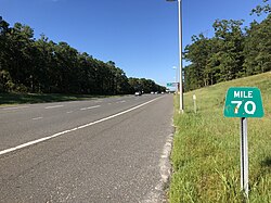 2018-09-16 15 45 21 View north along New Jersey State Route 444 (Garden State Parkway) just south of Exit 69 in Ocean Township, Ocean County, New Jersey.jpg