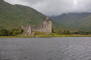 Kilchurn Castle in Scotland, as viewed from a near layby.