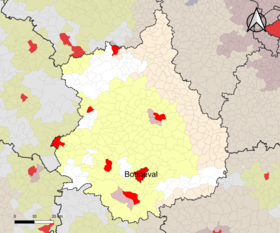 Lage des Bonneval-Attraktionsgebiets im Departement Eure-et-Loir.