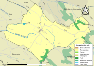 Kolorowa mapa przedstawiająca użytkowanie gruntów.