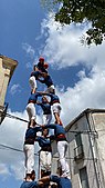Primer 4 de 7 dels Castellers de Mediona a Sant Joan de Mediona el dia 31 de juliol del 2022