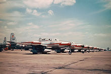 F-84Gs of the 77th Tactical Fighter Squadron/20th Tactical Fighter Wing at RAF Wethersfeld, UK - Early 1950s