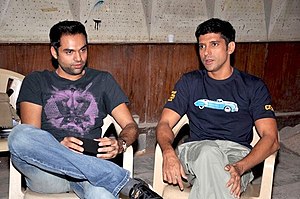 Akhtar with Abhay Deol promoting Zindagi Na Milegi Dobara.