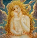 „Eva“ aus der Serie „Goldene Madonnen“, 2005.  Öl auf Leinwand, 66 x 69,5 cm