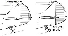 23rd Series horn-balanced [aerodynamic] vs aerodynamically unbalanced [straight] rudder.  Deleted mass balance and revised antenna.