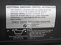 Information label about the SULEV radiator, located on the frontmost part of the air intake.